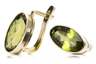 14k geltono aukso Geltonasis peridotas Auskarai Vintage vec001y